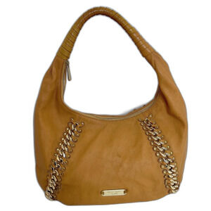Michael Kors y2k Vintage ID Chain Hobo Bag Tan Light Brown Shoulder Bag